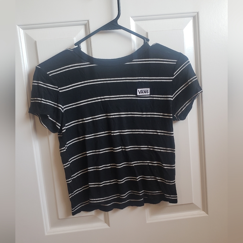 Vans Black and White Striped T-Shirt